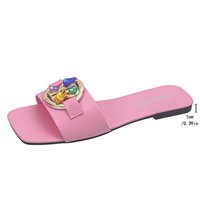 13 sandales pour femmes à boucle plate en métal et cristaux, nouveau design, vente en gros d'usine, polyvalentes, confortables, mode extérieure, chaussures de plage