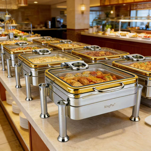 XINGPAI Catering Equipment <span class=keywords><strong>Buffet</strong></span> Acero inoxidable 304 Chafing Dish Calentador de alimentos <span class=keywords><strong>Buffet</strong></span> Set con tapa de vidrio - Product Image 1