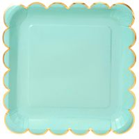 Assiette à papier pour l'élimination Bords carrés festonnés 9 pouces FOIL Square 350gsm White BoardFDA Approved Party Supplies
