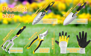 优质 DIY 工业级 OEM 铝制 5 件套防滑橡胶手柄花园手动工具套装 - Product Image 6
