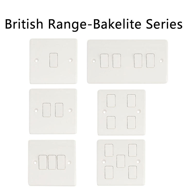 European Bakelite 13A 2 Gang Pole UK Electrical Double Switch Socket Wall, Electric Switches and Sockets