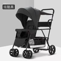 Poussette double de luxe pour jumeaux, sièges avant et arrière, en lin fait main, impression thermocollée, pratique