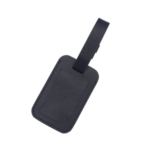 PU Leather Luggage Elegant Black PU Leather Luggage Tag Adjustable Metal Fastener <b>Strap</b> Travel <b>Suitcase</b> Name Tag - Product Image 4