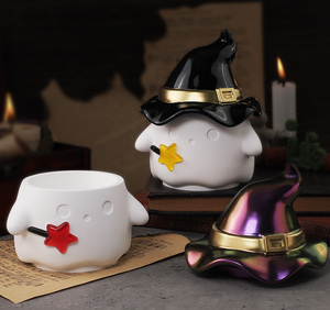 Caratte Halloween cốc cốc Silicone khuôn với nắp dễ thương ma lưu trữ Jar khuôn cho nhựa xi măng thạch cao - Product Image 3