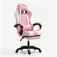 Chaise de jeu pour ordinateur ergonomique à dossier haut inclinable avec appui-tête et soutien lombaire réglable