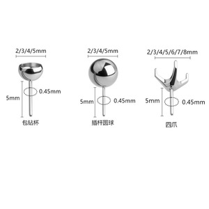 Pendientes de acero inoxidable Huazizi de cuatro puntas con parte trasera abierta y pasadores rectos de 2, 3, 4, 5, 6, 7, 8 mm para piercing de labio y lengua - Product Image 1