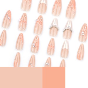 24 pcs Fischschwanz Nail Art kurze 3D Perle Glitter Acryl Press On Nails Künstliche Fingernägel falsche Nägel <span class=keywords><strong>3433</strong></span> - Product Image 4