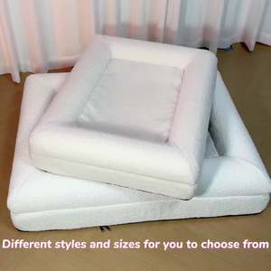 Lit pour chien et chat rectangulaire en velours enroulé, éponge orthopédique amovible, mousse à mémoire de forme, accoudoirs sur les quatre côtés, canapé-lit pour animaux de compagnie - Product Image 5