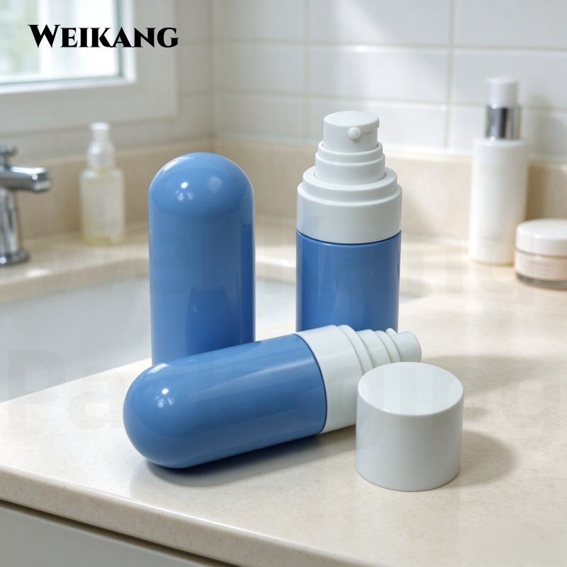 Blue Inverted Airless Pump Bottle Plastic Cosmetic Lotion Bottle ...