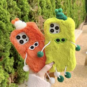 Étuis de téléphone en peluche monstre de luxe pour filles et garçons, lunettes de soleil, chapeau, pour iPhone 13 14 15 Pro Max 11 12 XR, couverture en fourrure moelleuse et chaude pour l'hiver - Product Image 1