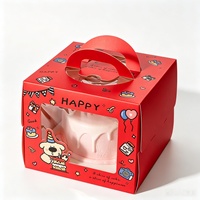 Emballage pour desserts, emballage cadeau de fête, boîte à gâteau d'anniversaire, boîte à pâtisserie avec fenêtre transparente en PET, poignée portable, impression de logo personnalisée