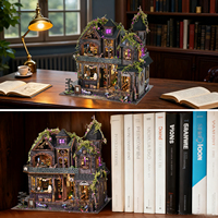 Kit de Casa de Muñecas en Miniatura 3D de Madera, Rompecabezas con Luz LED, Decoración para Estantería, Regalos de Fantasía y Misterio