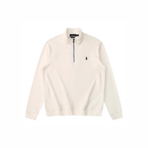 Felpa da Uomo Autunnale con Mezza Zip, Collo Alto, Maniche Lunghe, Vestibilità Ampia, 100% Cotone Felpato, Tinta Unita, Anti-Pilling - Product Image 5