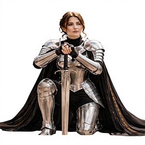 Medieval Warrior Queen Armor Full 3D Silver Plated Aluminium Handmade Modern Polished Fashion Art Collectible - Product Image 3