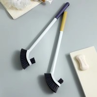Brosse de toilette courbée murale sans support, poils durables, brosse de 20 pouces pour le nettoyage de la salle de bain, jaune
