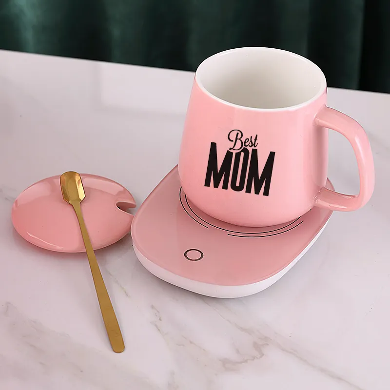 Customized Mother's Day Gift Smart Heated Ceramic Coffee Mug with Heating Pad