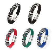 Pulsera trenzada de cuero cruzado de estilo vikingo nórdico para hombre, pulsera con cierre magnético elegante, amuleto vikingo de moda para sujetador