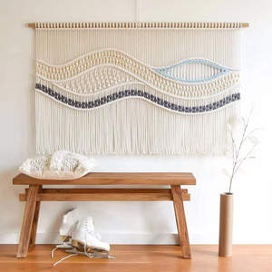 Grande <span class=keywords><strong>tapisserie</strong></span> bohème tissée à la main avec des franges, minimaliste, polyvalente, de haute qualité, décoration murale pour la maison, le café, l'atelier - Product Image 2
