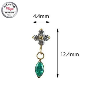 Piercing Labret <span class=keywords><strong>en</strong></span> Titane ASTM-F136 G23 à Filetage Interne, Bijou <span class=keywords><strong>de</strong></span> Mode pour Cartilage d'Oreille, Hélix, avec Pendentif Fleurs - Product Image 3