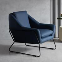 Fauteuil individuel de salon italien en cuir et fer, design créatif, luxe léger, pour petit espace domestique