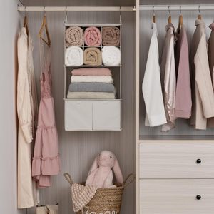 Hanging Closet Organizer With Drawers 33x15x85cm Foldable Fabric Storage For Bedroom Neatening - Product Image 2