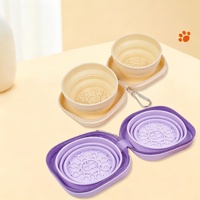 Zoyi Pet Bol double pliable 2-en-1 pour chien et chat, en silicone, étanche, pour usage extérieur avec crochet