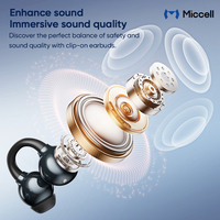 Miccell écouteurs à pince TWS casques de sport de jeu à faible latence écouteurs à conduction osseuse sans fil Ows oreille ouverte Tws écouteurs