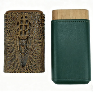 Étui de Voyage Premium en <span class=keywords><strong>Cuir</strong></span> Gaufré pour Cigares, Triple Emplacement, Intérieur en Bois de Cèdre, Support Portable pour Cigares, Idéal Cadeau d'Affaires - Product Image 6