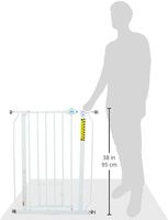 TAK Porte rétractable sans perçage pour escalier Garde-corps de porte pour animaux de compagnie Métal de haute qualité + ABS Porte de sécurité Porte de jeu