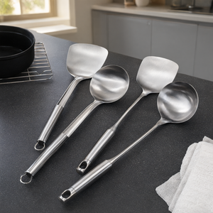 ชุดทัพพีสแตนเลสพร้อมด้ามจับยาว อุปกรณ์ครัวสำหรับทำอาหารที่บ้าน - Product Image 2
