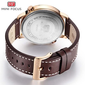 Jam Tangan Pria MINI FOCUS 0035 Special Brown Quartz 2022 Tali Kulit PU 2 Dial Tampilan <span class=keywords><strong>Analog</strong></span> Desain Jam Santai Karakter - Product Image 5