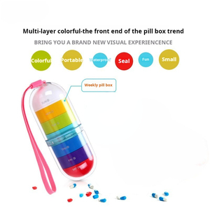 卸売ミニプラスチックカプセルピルボックスプラスチックラウンド7日週7コンパートメントトラベルポケットピルオーガナイザーボックス - Product Image 3