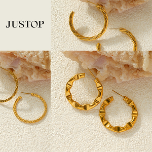 Aros de moda OEM/OEM, impermeables, de acero inoxidable, chapados en oro, hipoalergénicos, proveedor de joyería de moda, pendientes de moda para mujer - Product Image 4