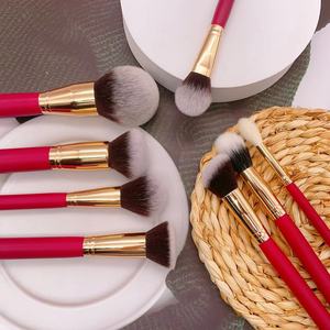 Ensemble de 8 pinceaux de maquillage pour le visage en poils synthétiques, manche en bois, pinceau correcteur, pinceau éventail, crayon à sourcils, logo personnalisé, kit de beauté - Product Image 6