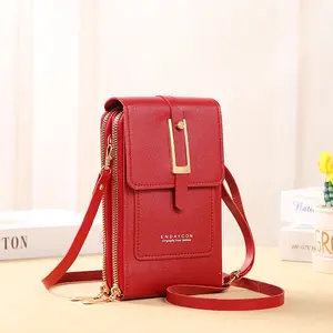 Tas selempang kulit desain baru, dompet tas ponsel untuk wanita dengan sentuhan tas bahu kecil wanita