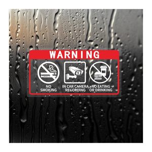 Pegatina de Vinilo para Coche, Advertencia de Prohibido Fumar, Grabación con Cámara, Prohibido Comer y Beber, Adhesivo Rectangular Autoadhesivo de 4x2 Pulgadas - Product Image 4