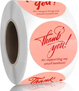Logotipo rosa personalizado adesivo impresso rolo plástico impermeável papel sintético adesivo vinil círculo redondo marca logotipo adesivo