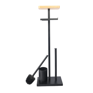 Portarotolo in Metallo Nero Antiruggine con Portascopino per WC, per Bagno <span class=keywords><strong>e</strong></span> Hotel - Product Image 1