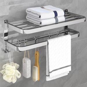 Porte-serviettes mural sans perçage en acier inoxydable pour toilettes et salles de bain, accessoire de salle de bain pour hôtels - Product Image 1