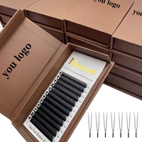 Extensions de cils Neelash Private Logo en forme de U, croisés, effet plume YY 3DW/4DW/5DW 7-15mm, faits à la main, à bouche étroite, motif trèfle à quatre feuilles