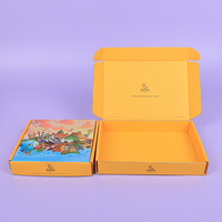 Boîte d'emballage cadeau portable en carton ondulé jaune vif, personnalisée, en matériaux recyclés, imperméable et entièrement colorée, avec gaufrage