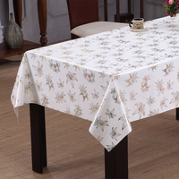 Nappe en PVC RNPT avec motif floral doré et support en tissu pour tables de salle à manger