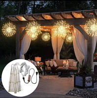 Guirlandes lumineuses LED en forme de feux d'artifice, lumières suspendues en forme d'étoile, blanc chaud, décoration de jardin, patio, mariage, fête