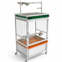Papageienkäfig mit Spielstand, Edelstahlschale, Vordertür und mobiler Basis – Vogelkäfig mit Ständer