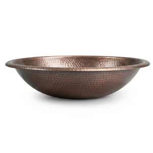Évier en cuivre artisanal, finition martelée, style vintage, sans couvercle, lavabo en métal, design moderne pour cuisines et salles de bain contemporaines - Product Image 1