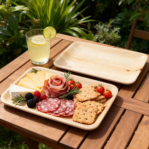 5 Platos Desechables de Bambú de 9x14 Pulgadas Aptos para Microondas para Fiestas, Bodas, Postres, Barbacoas, <span class=keywords><strong>Sushi</strong></span> - Product Image 1