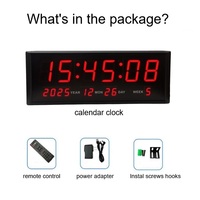 Jam Dinding Digital Ganxin Besar untuk Dekorasi Rumah dengan Tampilan LED Tanggal, Bulan, Hari, dan Minggu