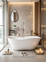 Baignoire autoportante haut de gamme en acrylique monobloc irrégulière, garantie 3 ans, installation sur site pour petites maisons