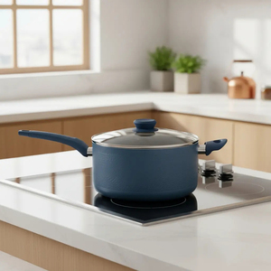 Modern <b>Ceramic</b> Marble Coated Pot <b>Pan</b> Glass Lids Bakelite Handles Non-Stick Aluminum Cookware Set Induction Compatible Dishwasher - Product Image 3