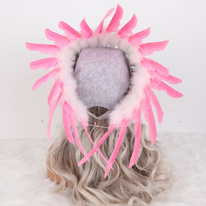 Tocado Indio de Plumas de Pollo Auténticas para <span class=keywords><strong>Mujer</strong></span> Adulta, <span class=keywords><strong>Disfraz</strong></span> de Halloween, Accesorio de Cosplay, Color Personalizado, Talla Personalizada, Cómodo - Product Image 4
